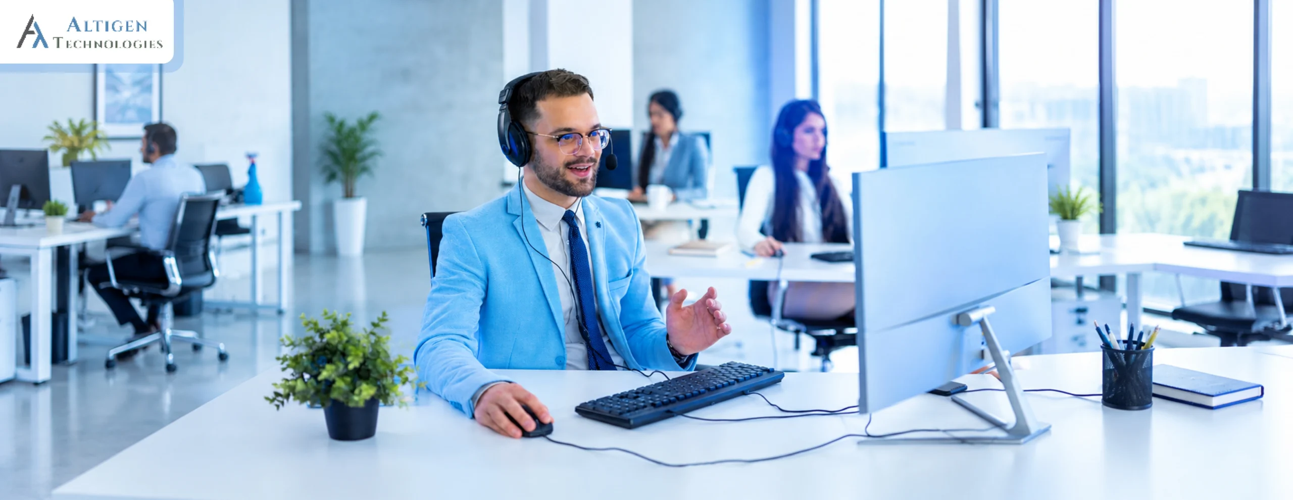 Agents working using a secure contact center software