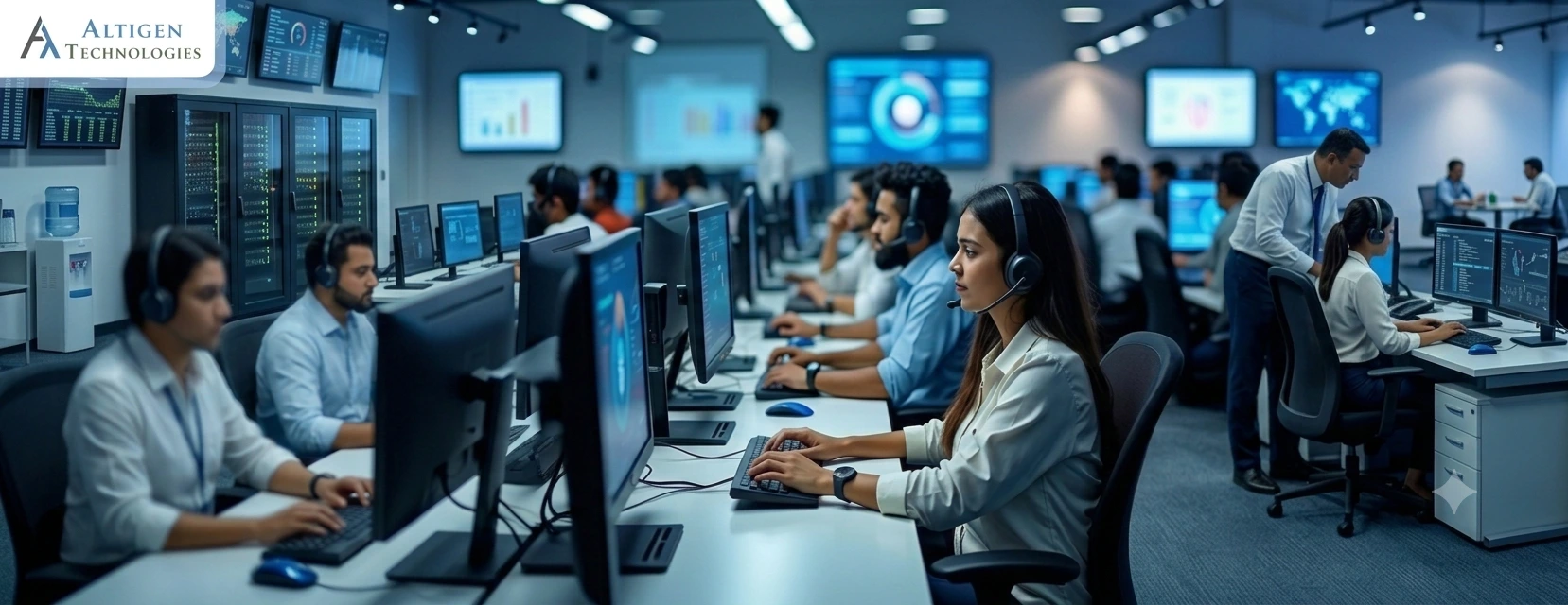 Agents handling customer calls in a modern cloud-based contact center with Automatic Call Distribution (ACD)