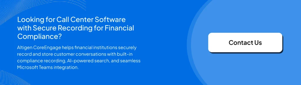 Altigen CoreEngage call center software CTA with Contact Us button