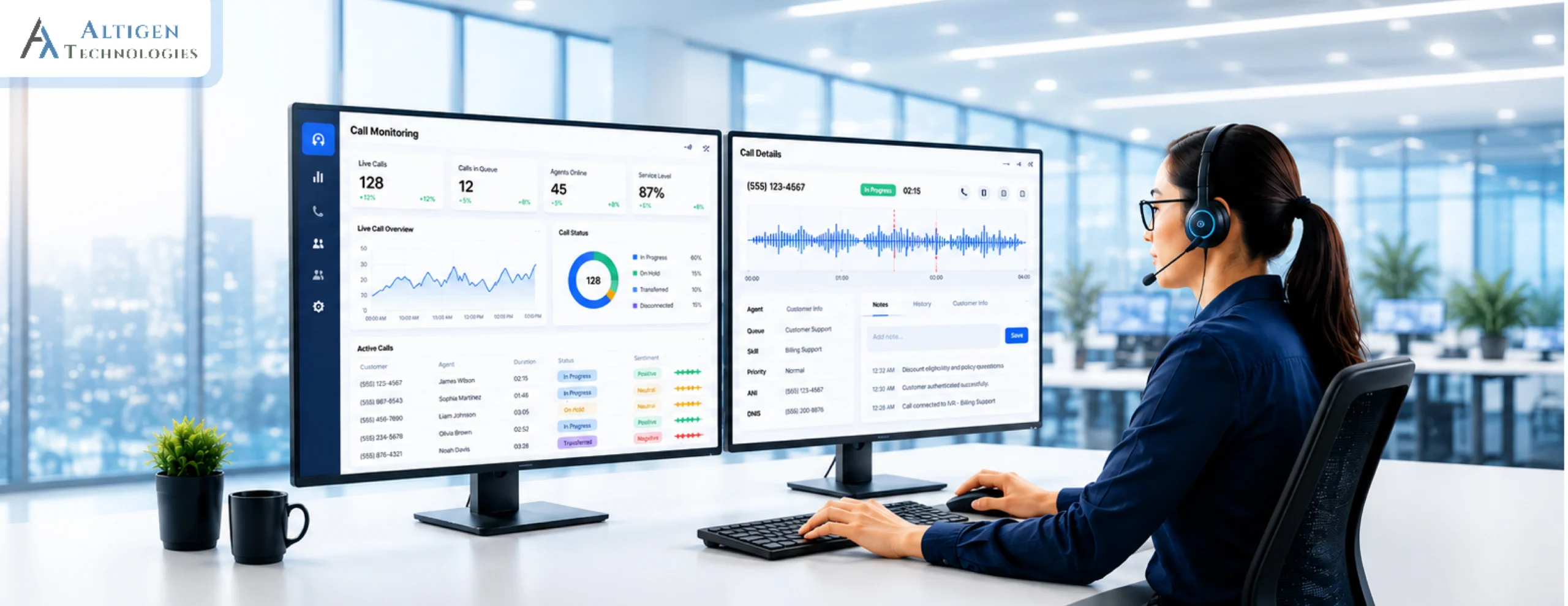 An agent working in a Teams contact center powered with modern IVR system