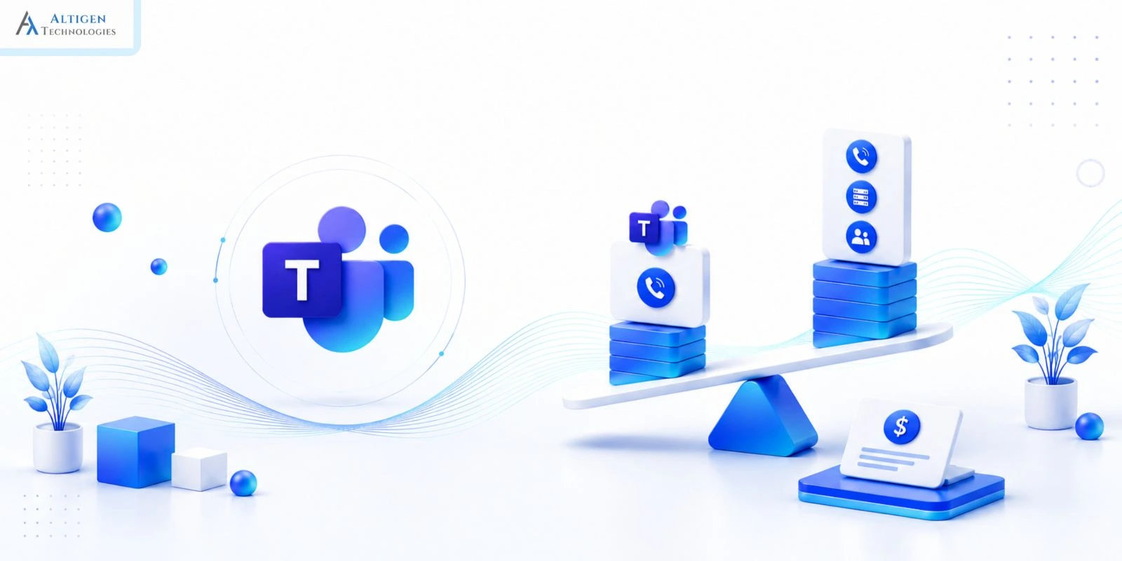 Banner showing Microsoft Teams Phone and business communication connectivity illustration