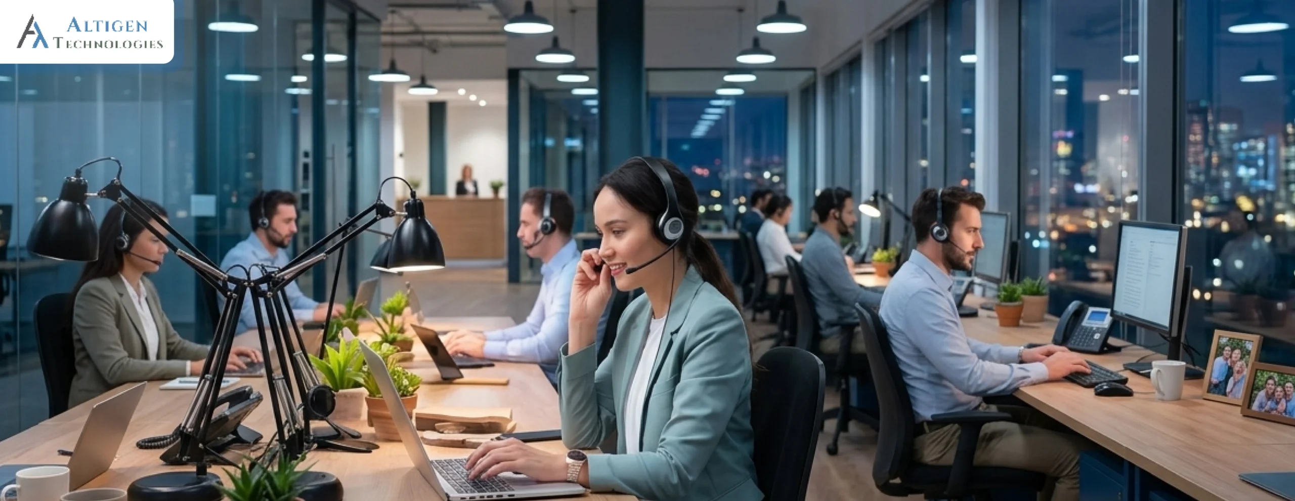 Customer service agents working at a customer experience platform integrated with Microsoft 365.