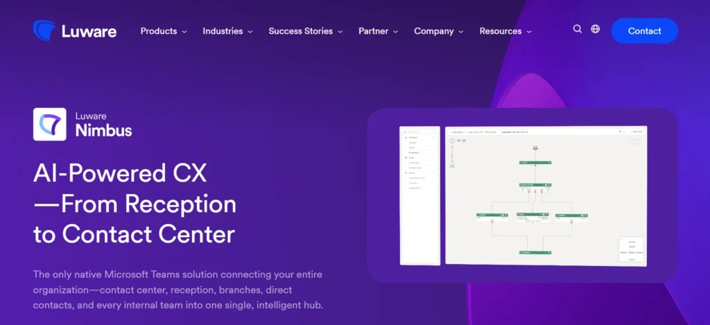 Luware contact center platform website screeshot