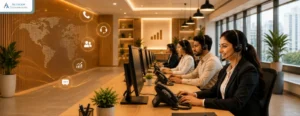 Customer support executives are working in a Teams contact center