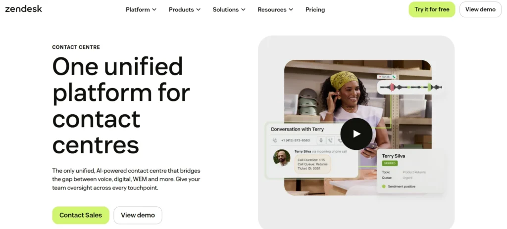 Zendesk Suite website screenshot