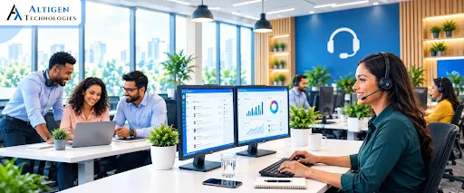 Agent working in modern contact center that uses conversation intelligence software