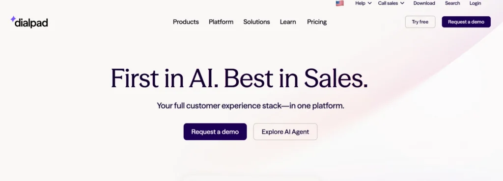 Dialpad website homepage screenshot